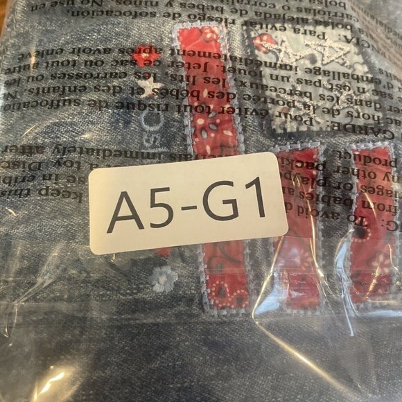 Vintage OshKosh Floral Denim Skirtall Jumper Girls 6 Flag Embroidery July 4th - Picture 12 of 12